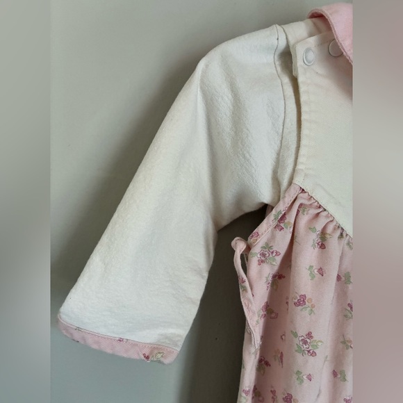 The Lullaby Club Vintage Pink Floral Overall Shirt Two Piece Set Size 12 months - Picture 4 of 9